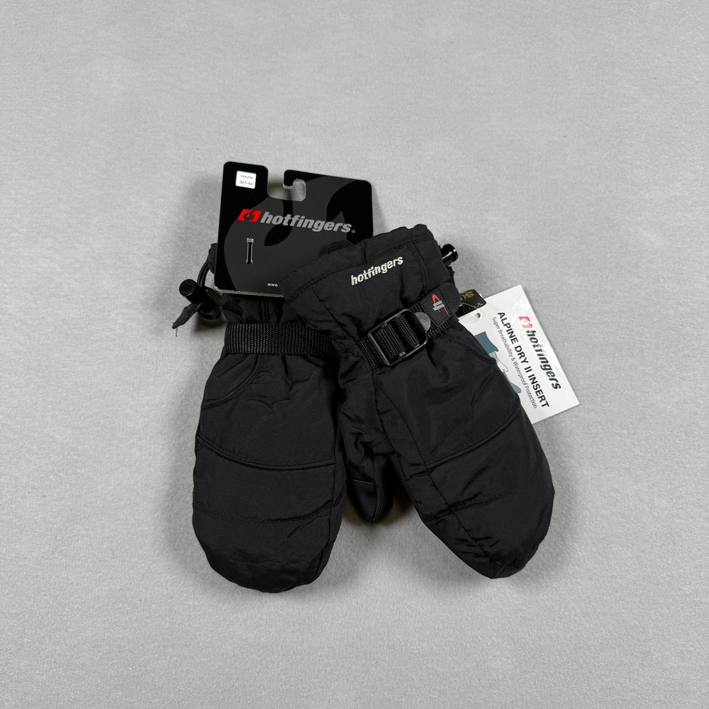 Hotfingers Kids Small Rip-N-Go Junior Mittens Black Alpine Dry II Winter Snow